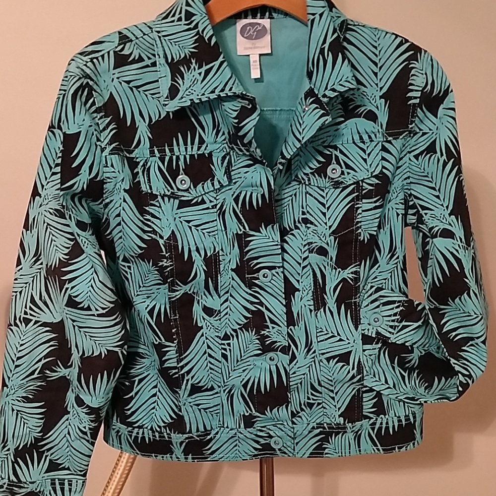 Dg2 Palm printed jean jacket
